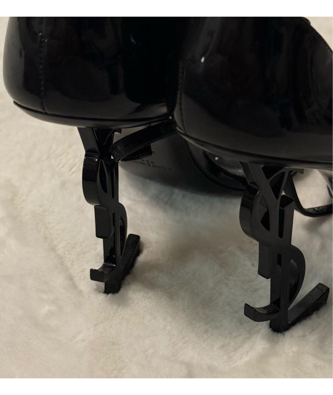 SAINT LAURENT Черные кожаные босоножки, фото 6