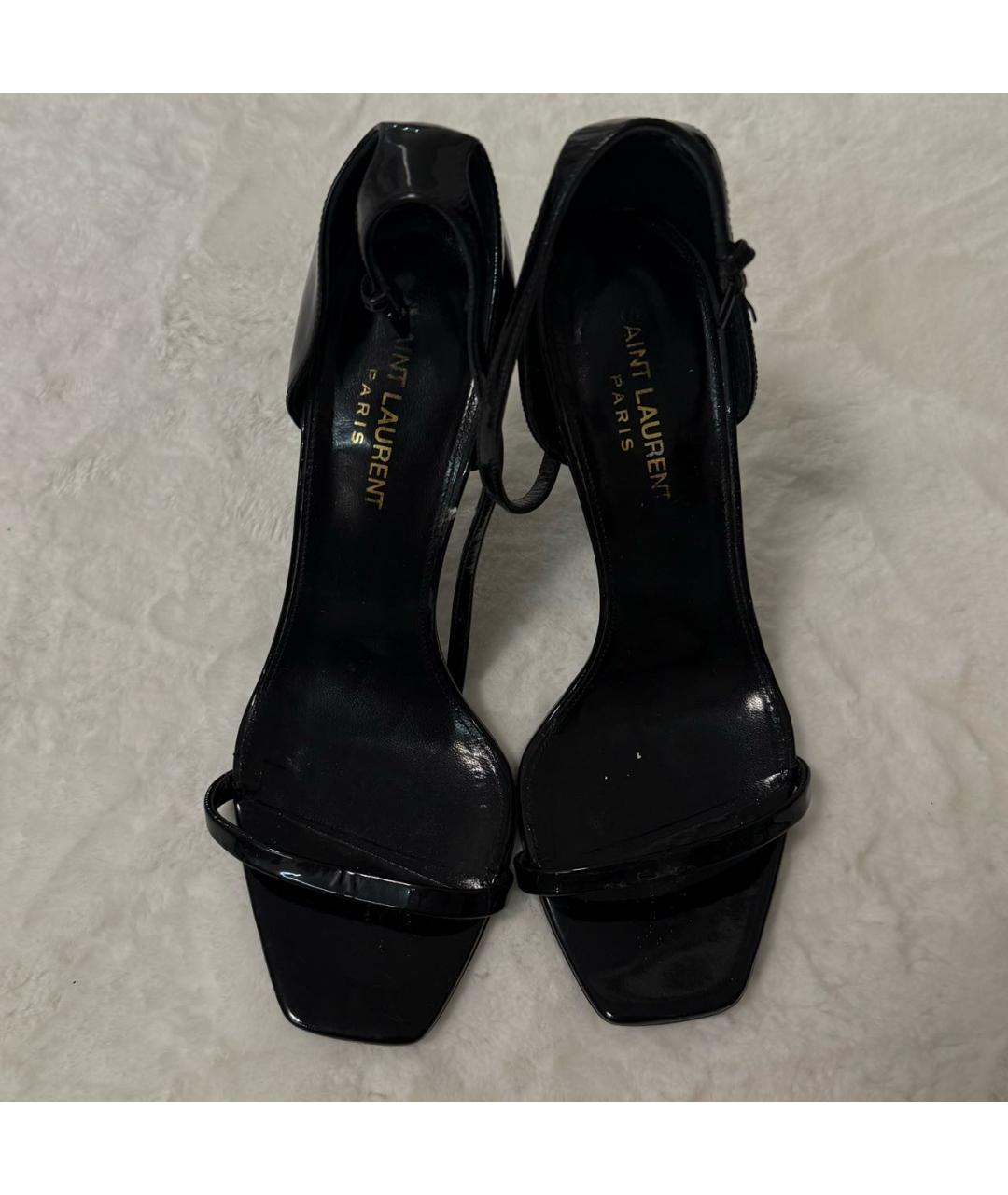 SAINT LAURENT Черные кожаные босоножки, фото 2