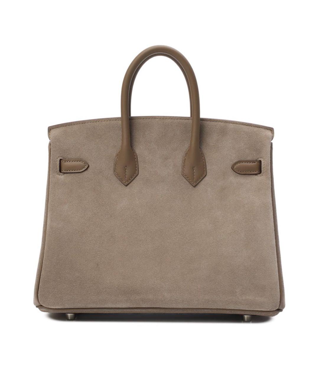 HERMES Серая замшевая сумка с короткими ручками, фото 3