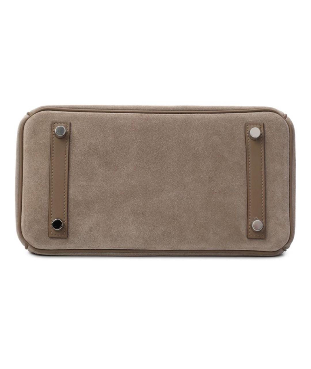 HERMES Серая замшевая сумка с короткими ручками, фото 8