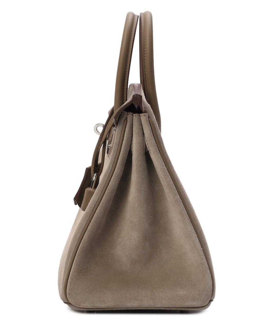 HERMES Серая замшевая сумка с короткими ручками, фото 7