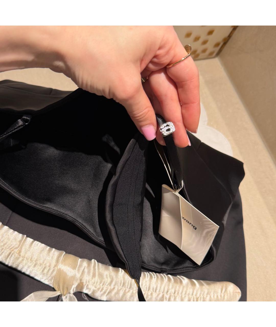 ALEXANDER WANG Черное атласное коктейльное платье, фото 7