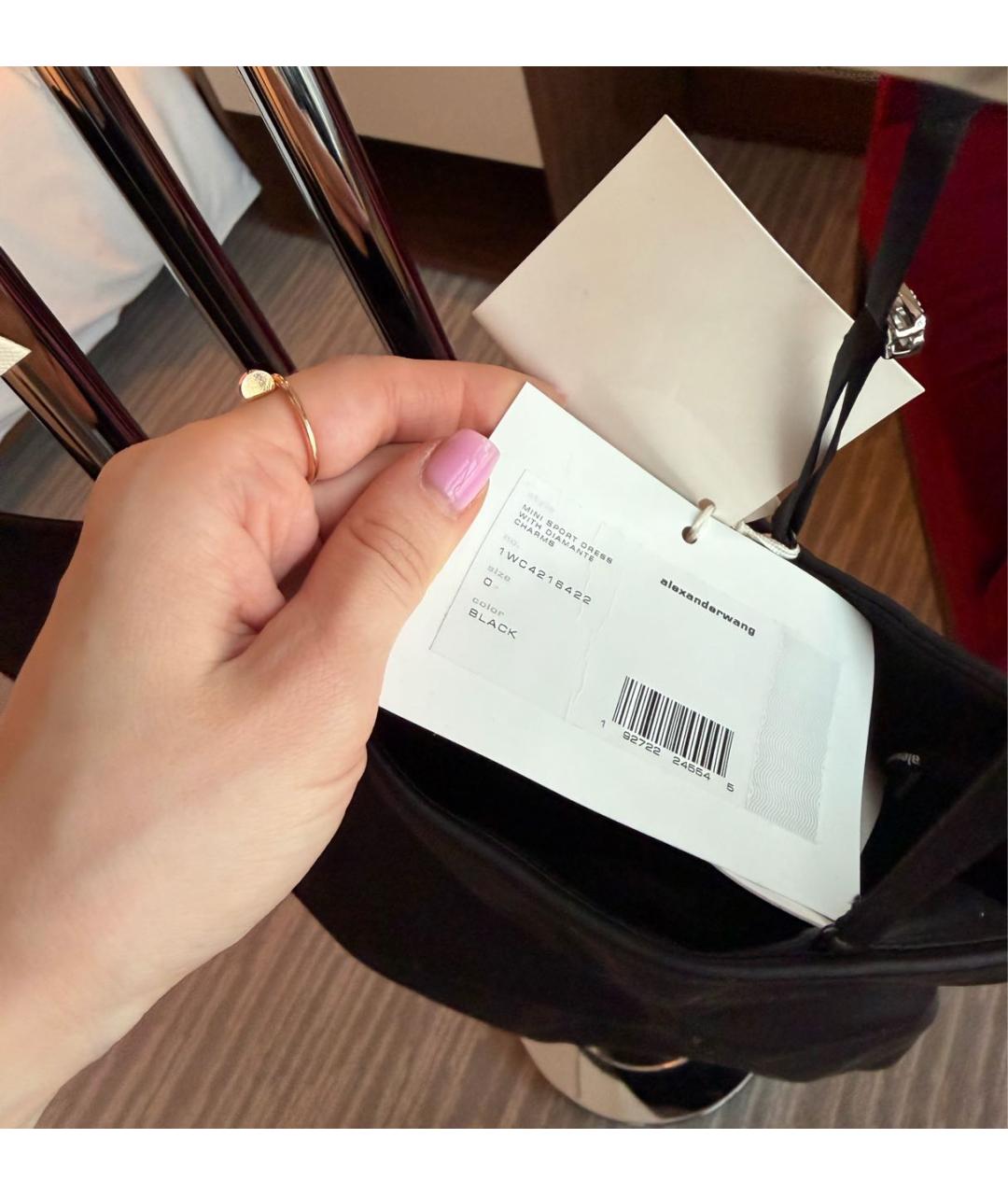 ALEXANDER WANG Черное атласное коктейльное платье, фото 6