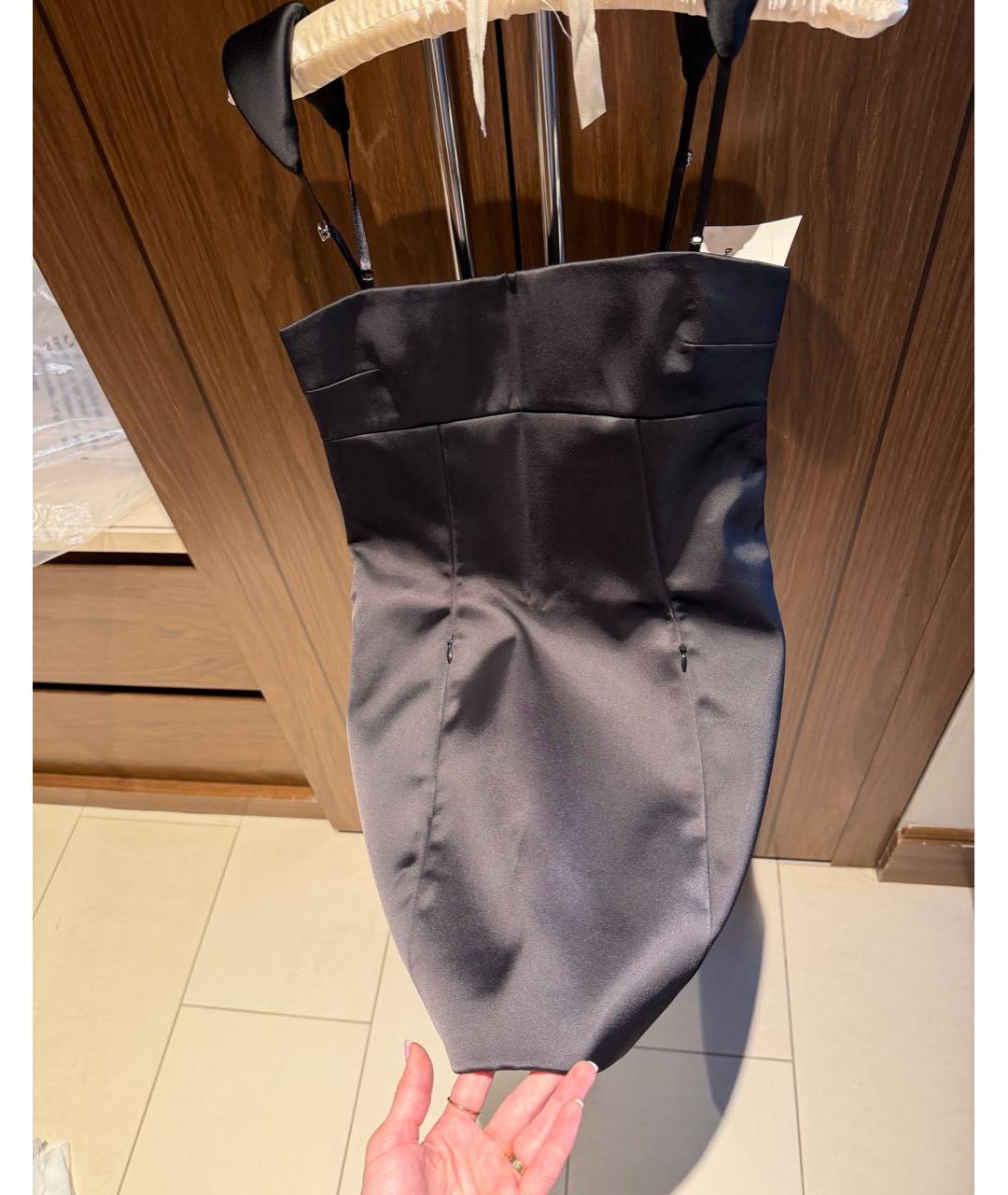 ALEXANDER WANG Черное атласное коктейльное платье, фото 4