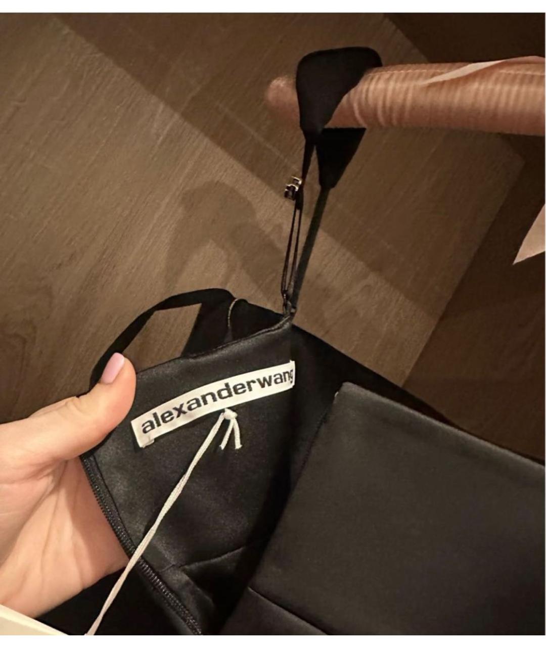 ALEXANDER WANG Черное атласное коктейльное платье, фото 3