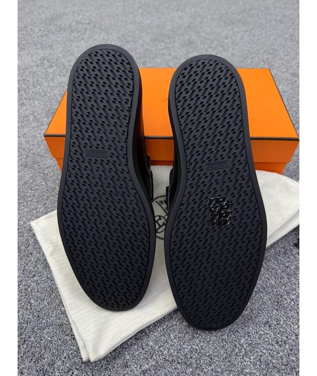 HERMES Черные кожаные лоферы, фото 4