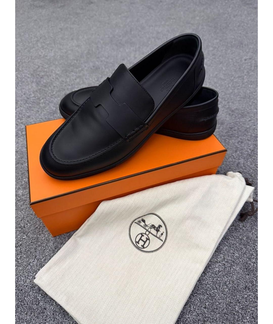 HERMES Черные кожаные лоферы, фото 7