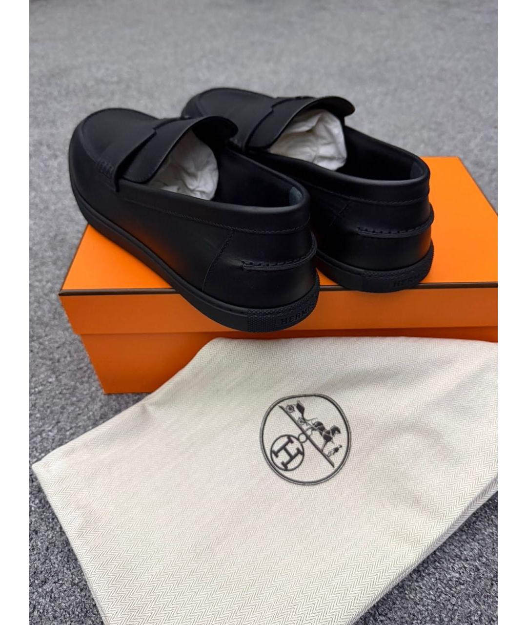 HERMES Черные кожаные лоферы, фото 3
