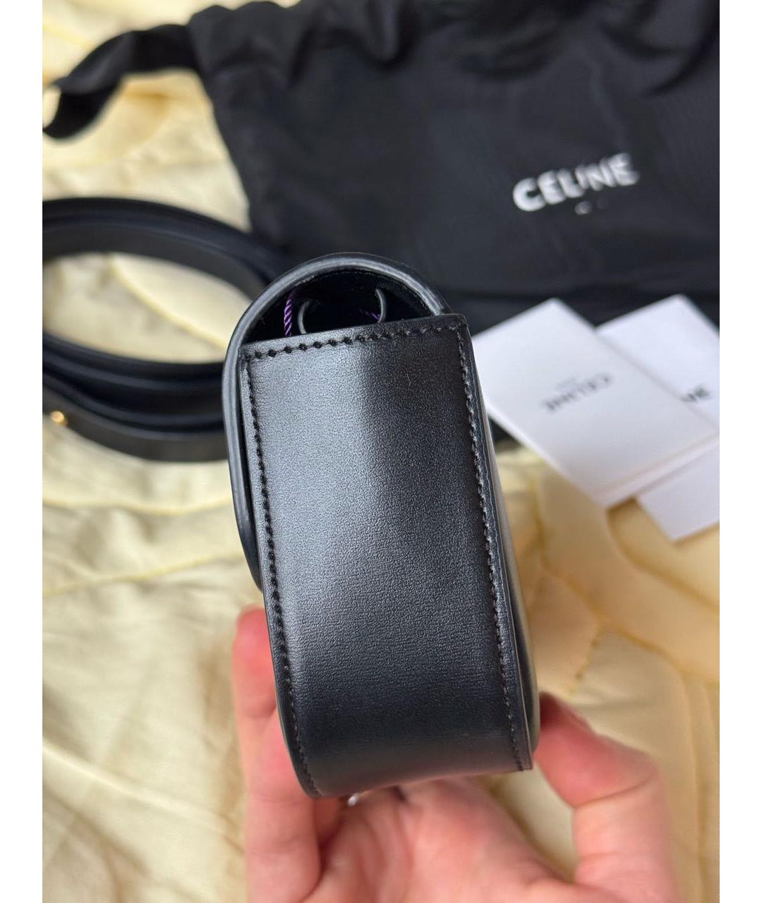 CELINE Черная кожаная сумка через плечо, фото 5