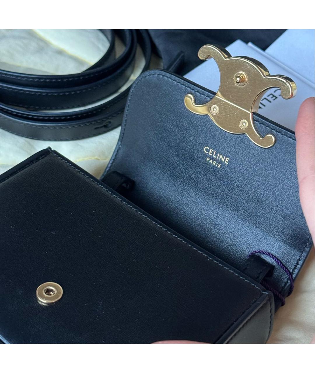 CELINE Черная кожаная сумка через плечо, фото 8