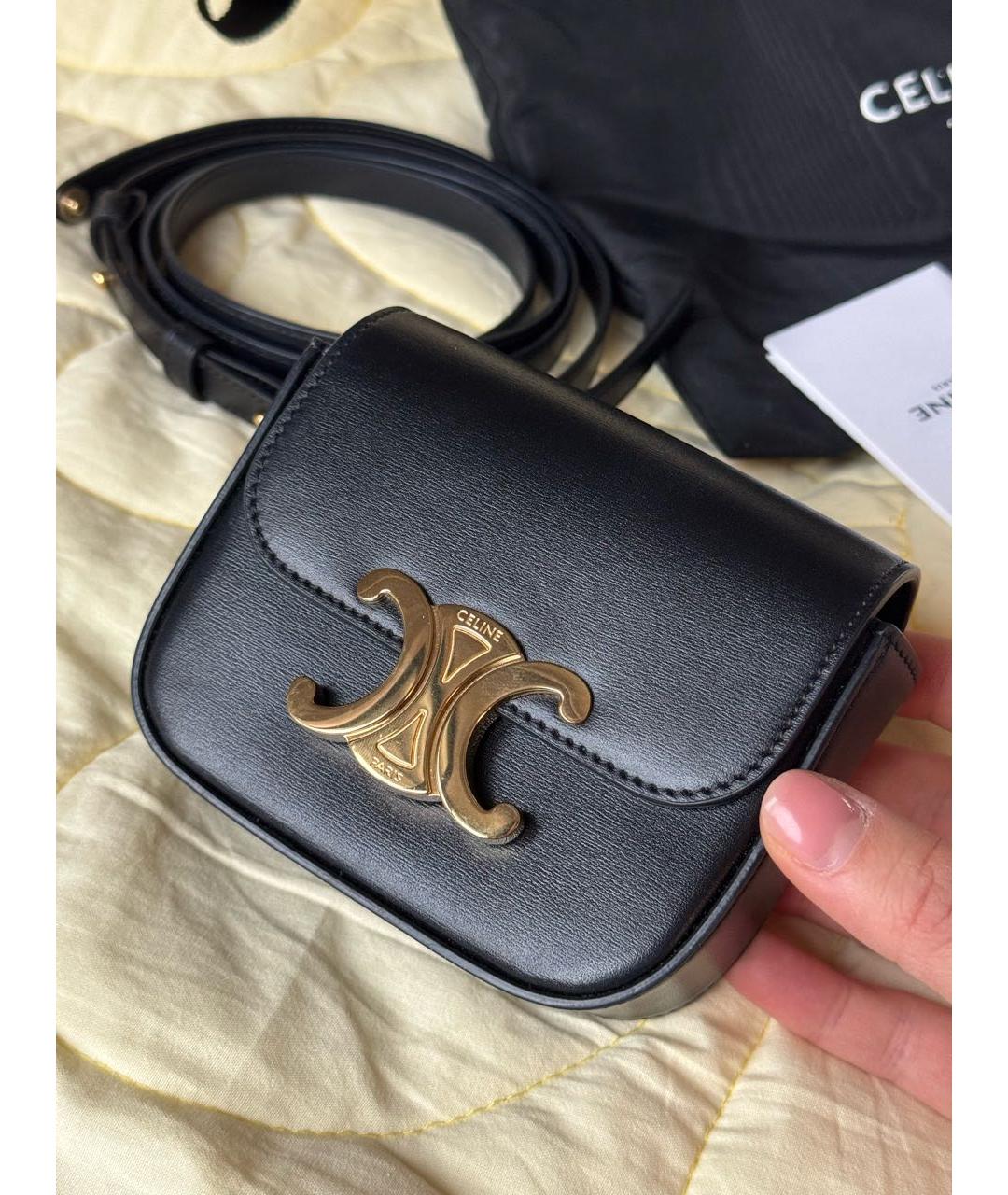 CELINE Черная кожаная сумка через плечо, фото 3