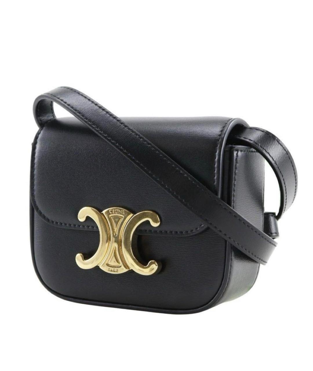 CELINE Черная кожаная сумка через плечо, фото 9