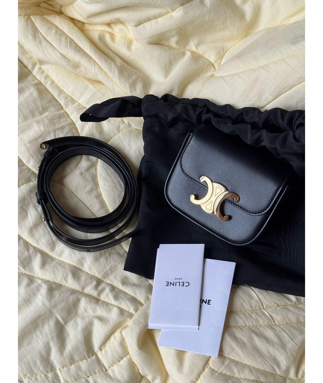 CELINE Черная кожаная сумка через плечо, фото 2