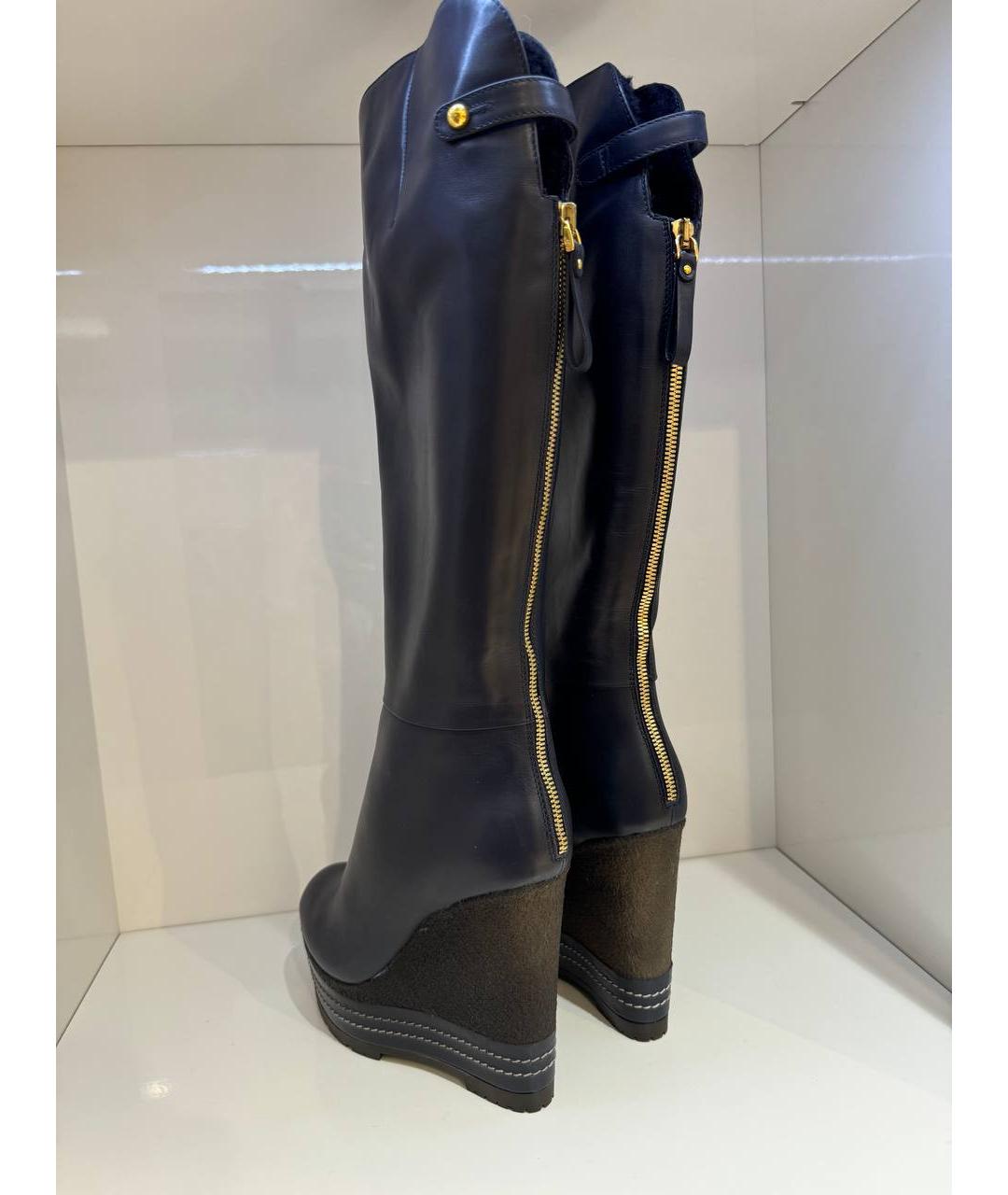 SERGIO ROSSI Черные кожаные сапоги, фото 3