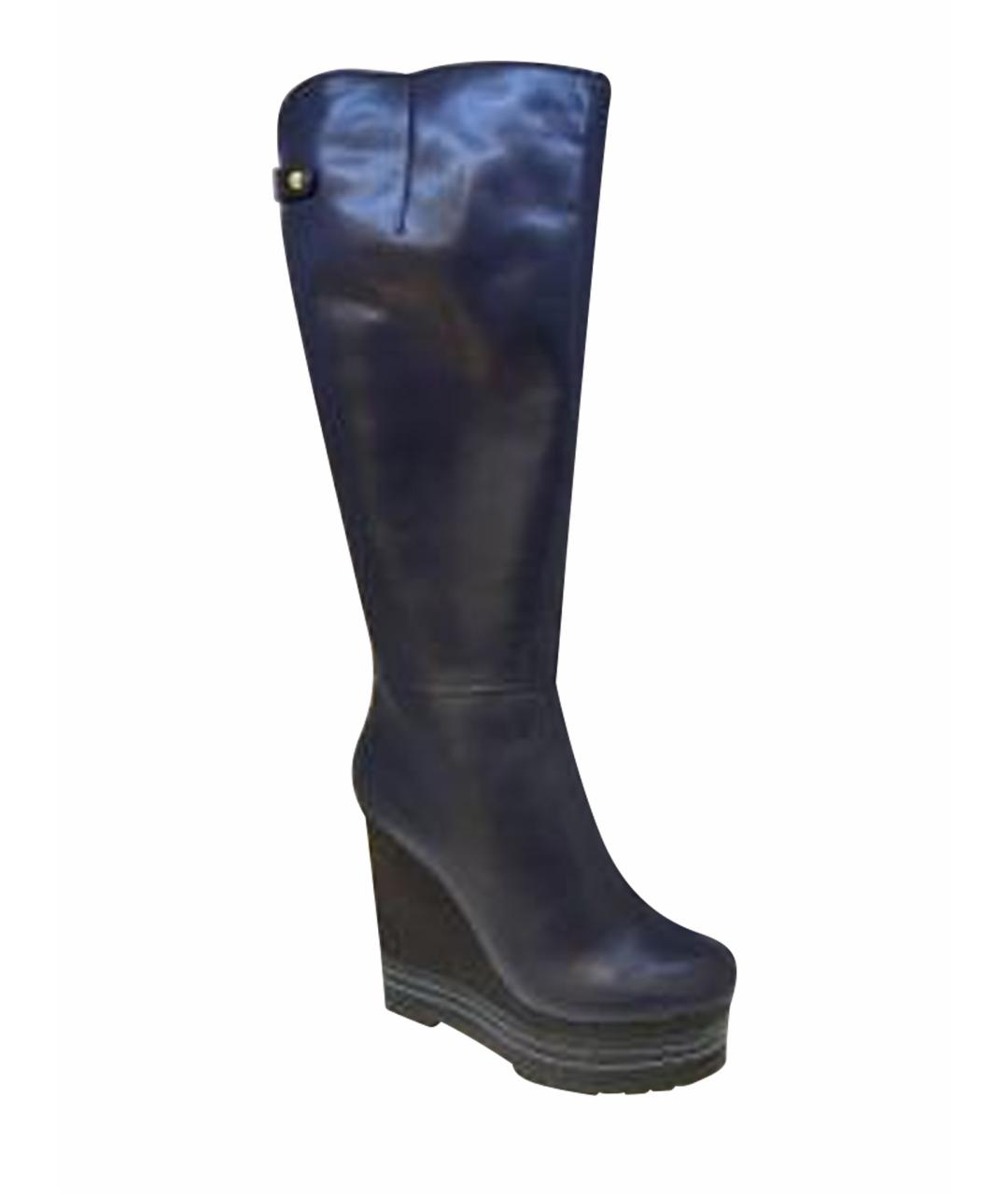 SERGIO ROSSI Черные кожаные сапоги, фото 6