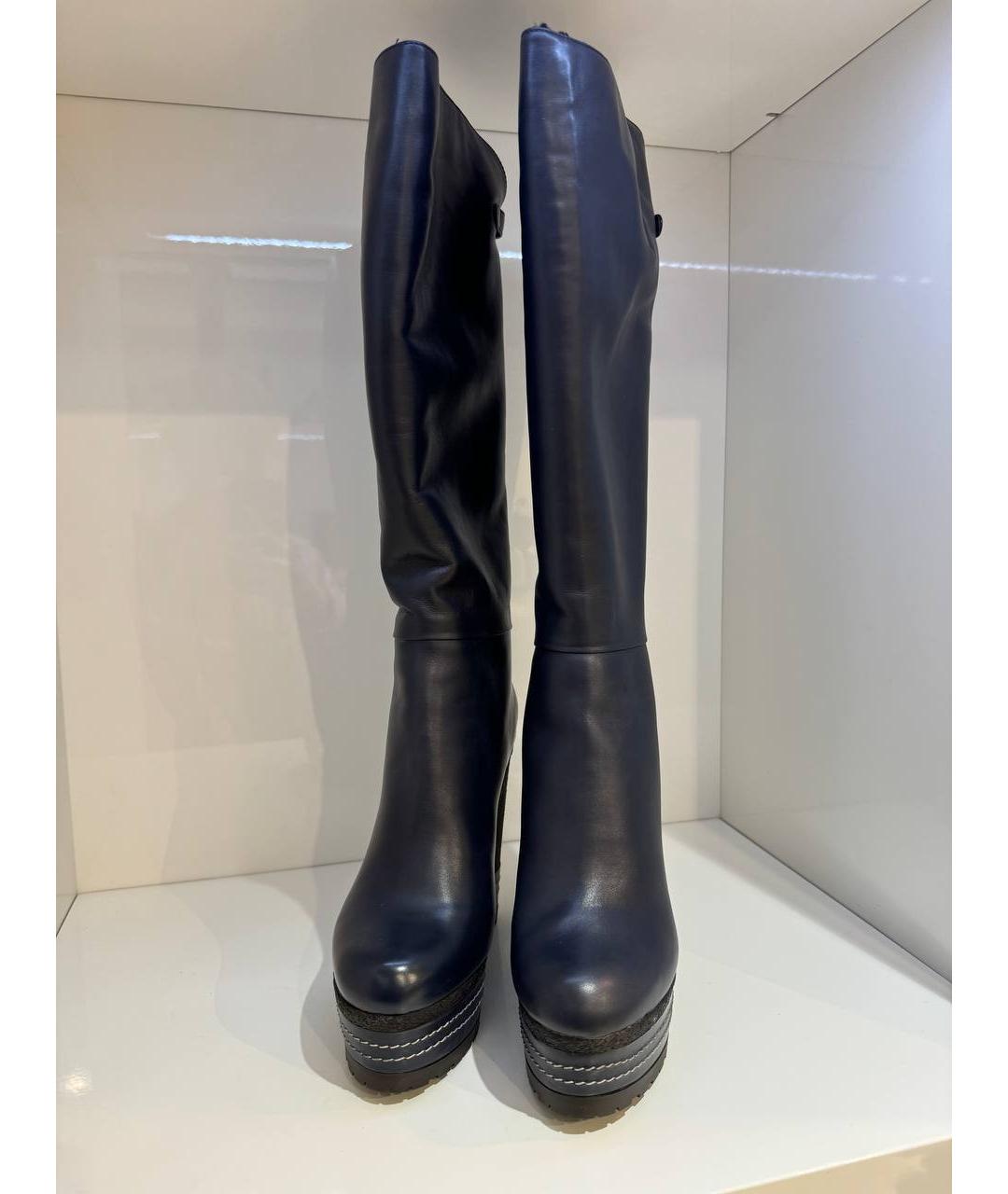 SERGIO ROSSI Черные кожаные сапоги, фото 4