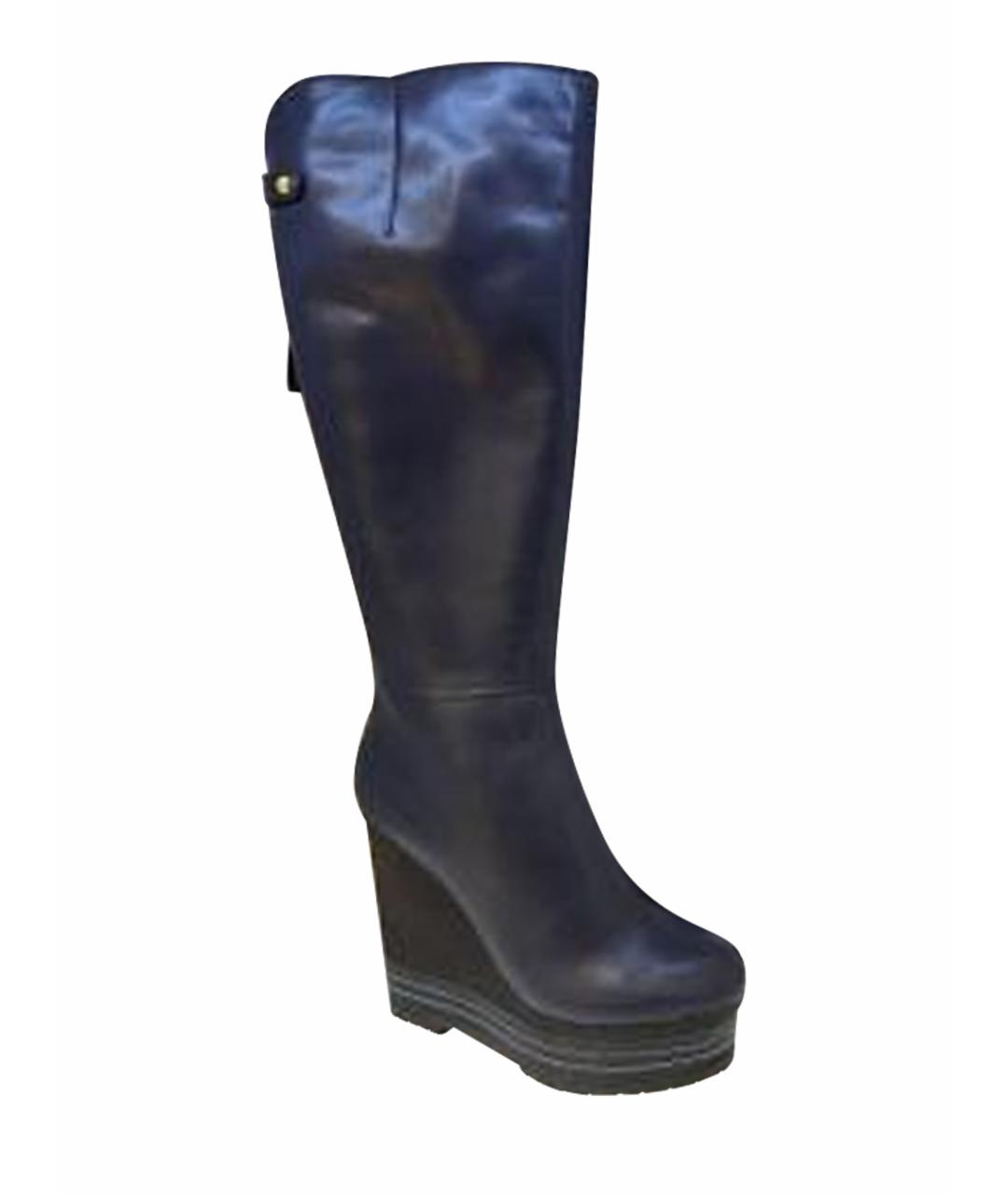 SERGIO ROSSI Черные кожаные сапоги, фото 1