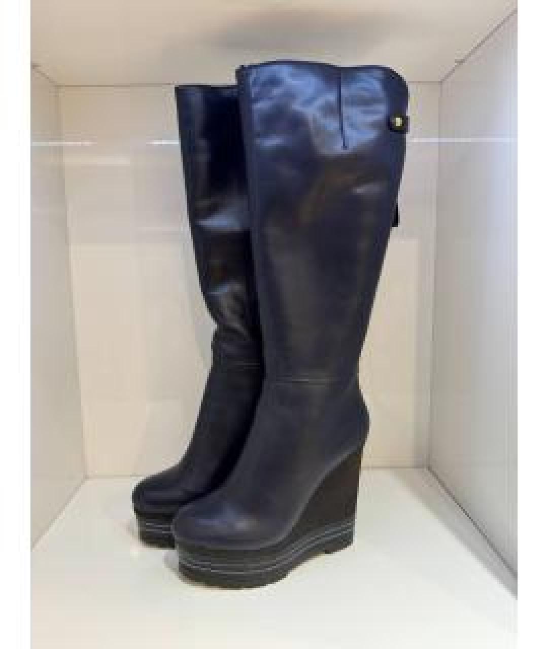 SERGIO ROSSI Черные кожаные сапоги, фото 5