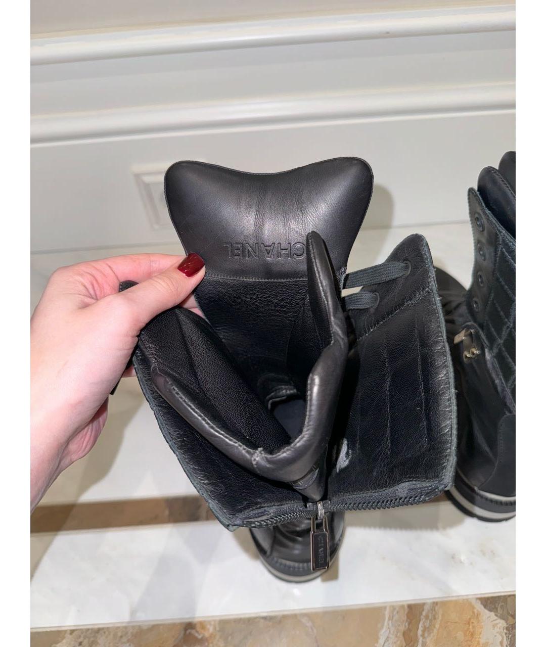 CHANEL Черные текстильные ботинки, фото 7