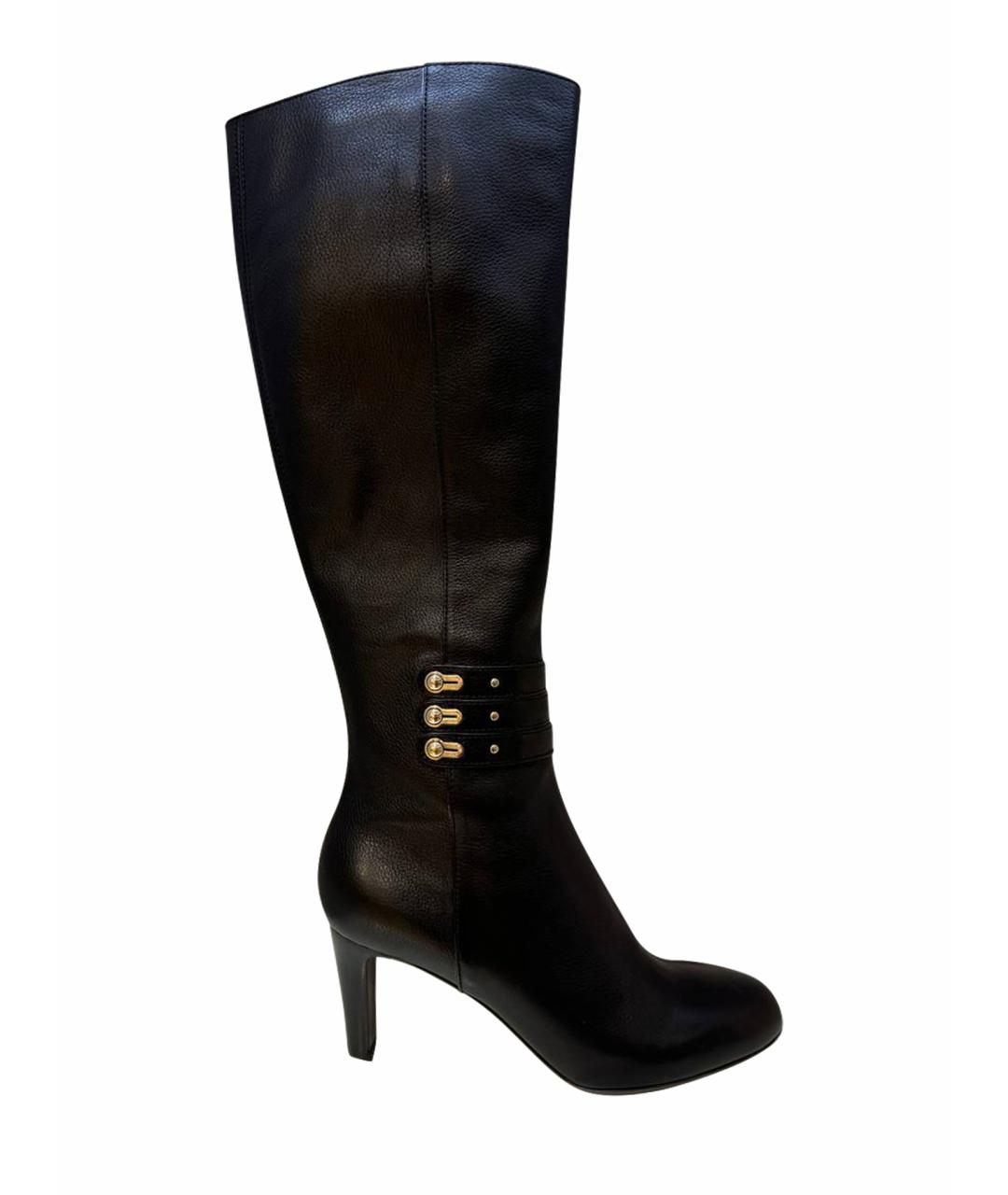 SERGIO ROSSI Черные кожаные сапоги, фото 1