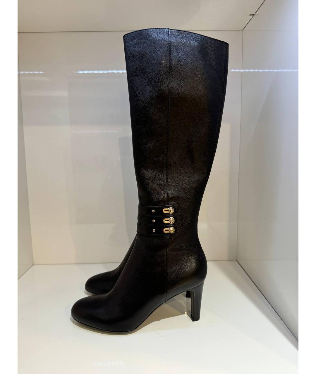 SERGIO ROSSI Черные кожаные сапоги, фото 2