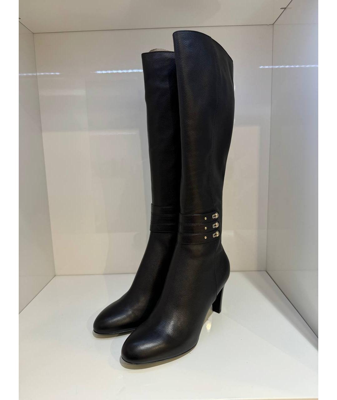 SERGIO ROSSI Черные кожаные сапоги, фото 4