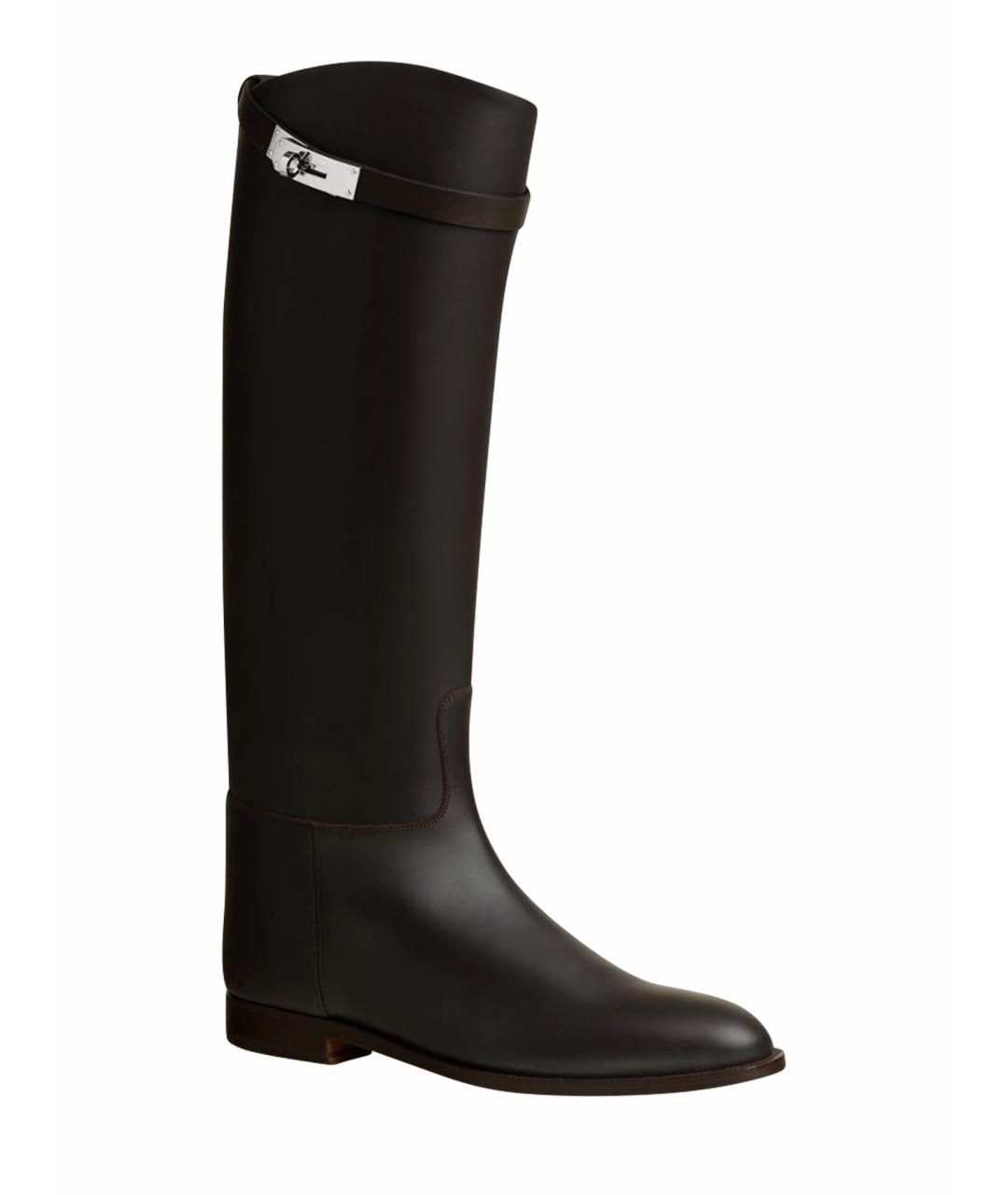 HERMES Коричневые кожаные сапоги, фото 1