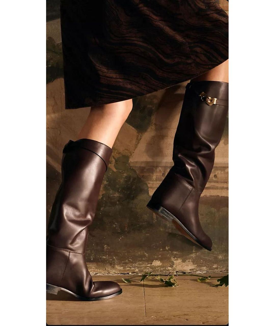 HERMES Коричневые кожаные сапоги, фото 2