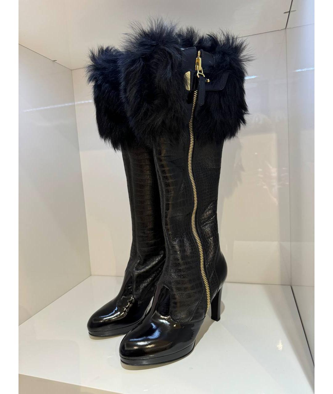 SERGIO ROSSI Черные кожаные сапоги, фото 2