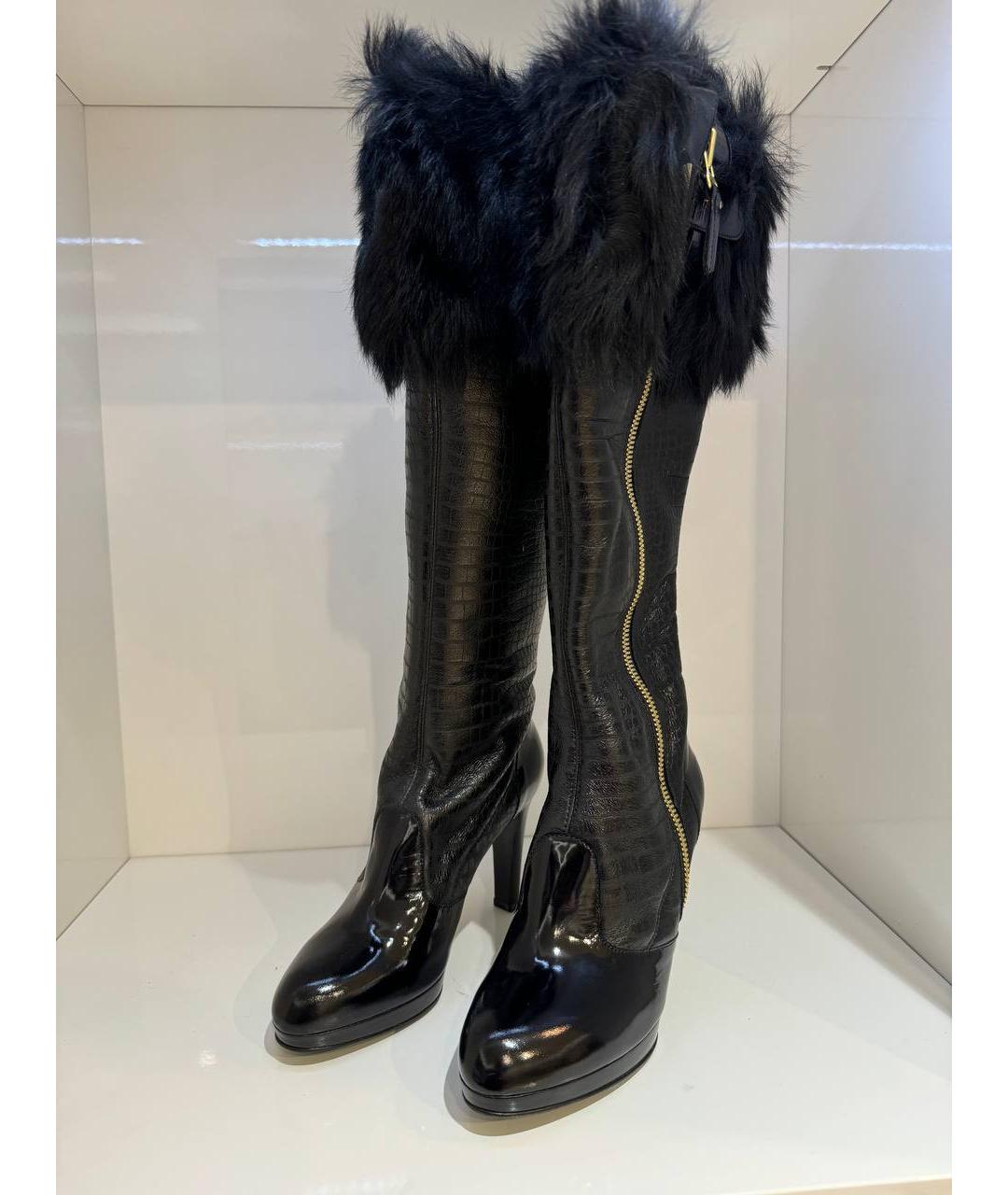 SERGIO ROSSI Черные кожаные сапоги, фото 4