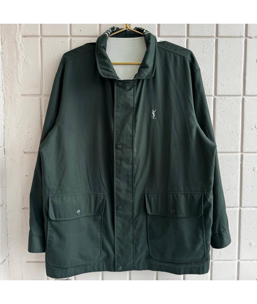 SAINT LAURENT Зеленая полиэстеровая куртка, фото 2