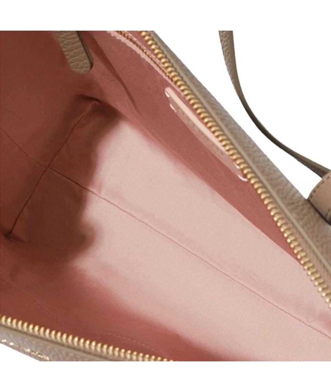 COCCINELLE Бежевая кожаная сумка с короткими ручками, фото 3