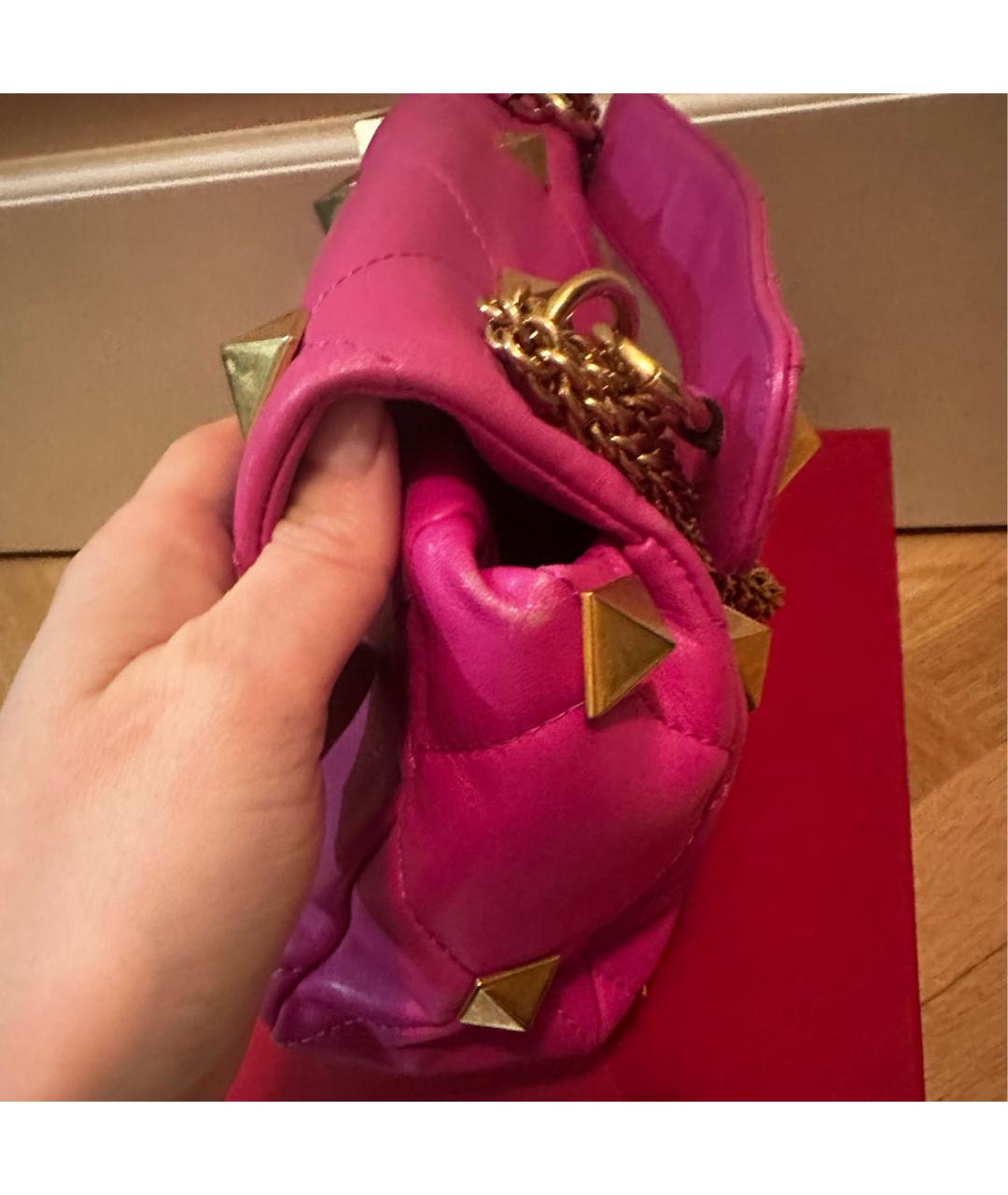 VALENTINO Розовая кожаная сумка через плечо, фото 7