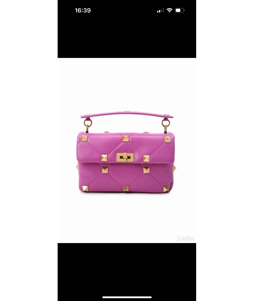 VALENTINO Розовая кожаная сумка через плечо, фото 9