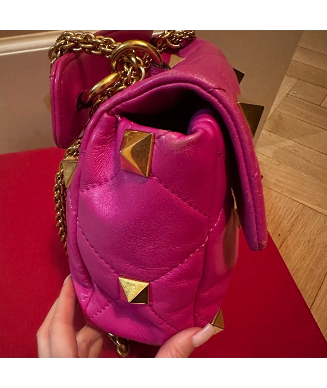 VALENTINO Розовая кожаная сумка через плечо, фото 6