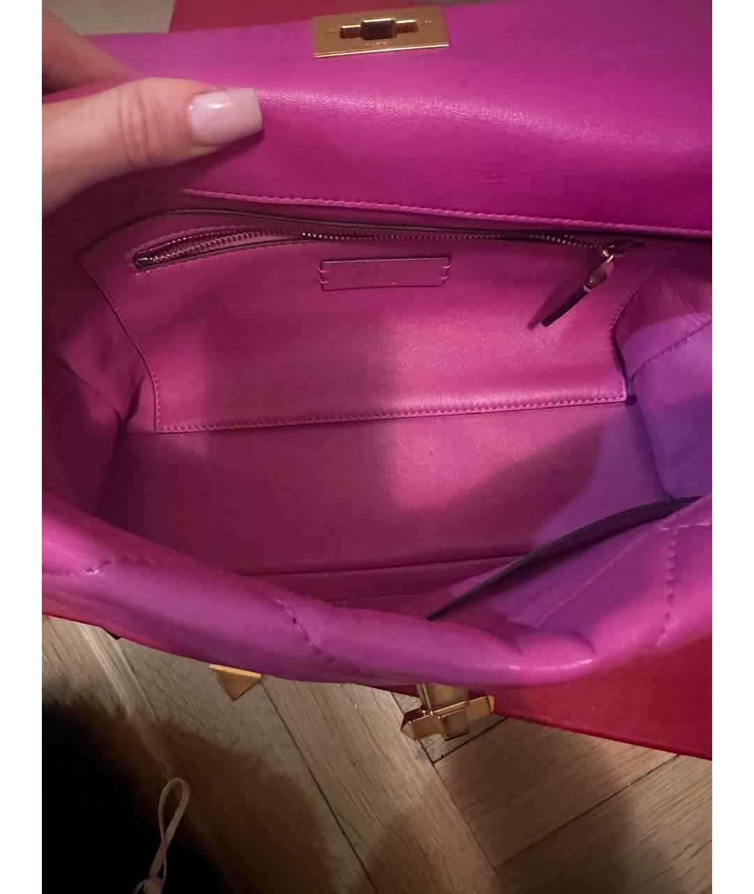 VALENTINO Розовая кожаная сумка через плечо, фото 5
