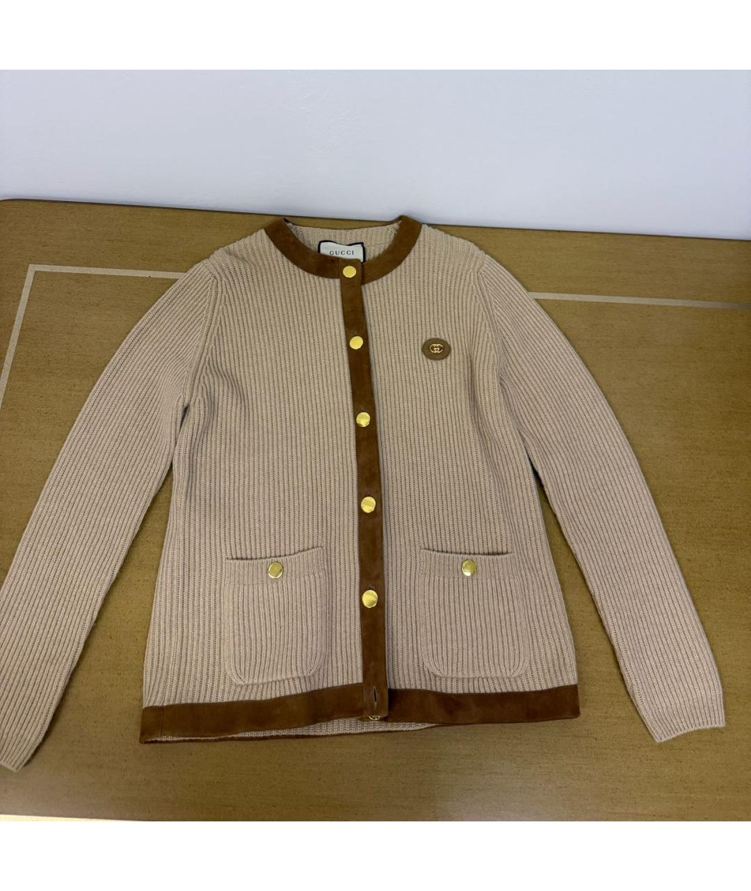 GUCCI Бежевый шерстяной кардиган, фото 6