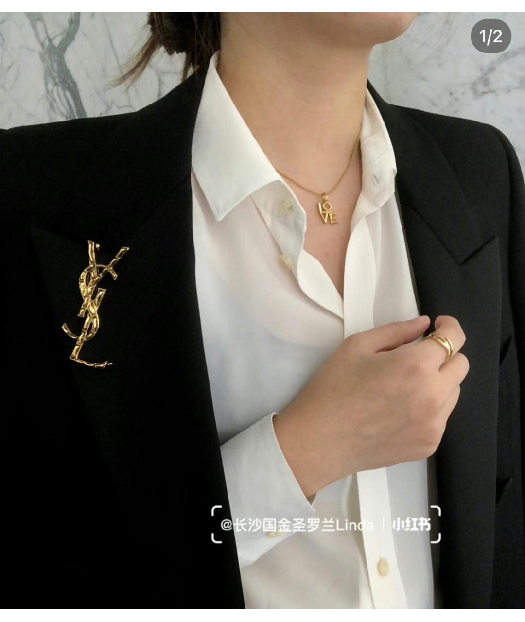 SAINT LAURENT Золотая металлическая булавка / брошь, фото 8