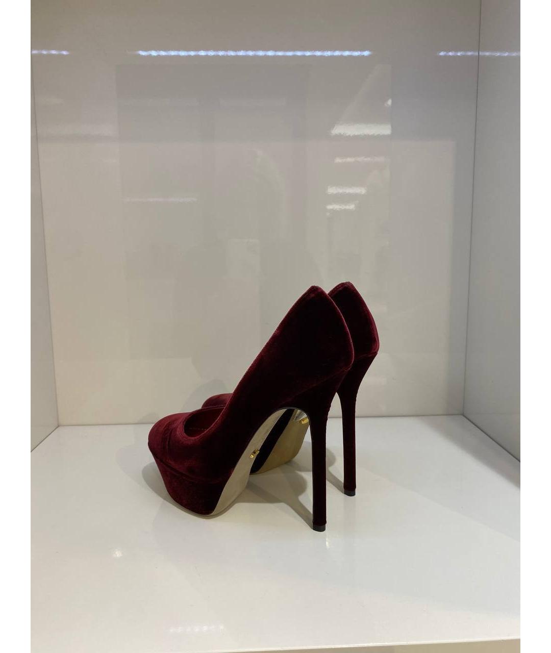 SERGIO ROSSI Бордовые бархатные туфли, фото 2