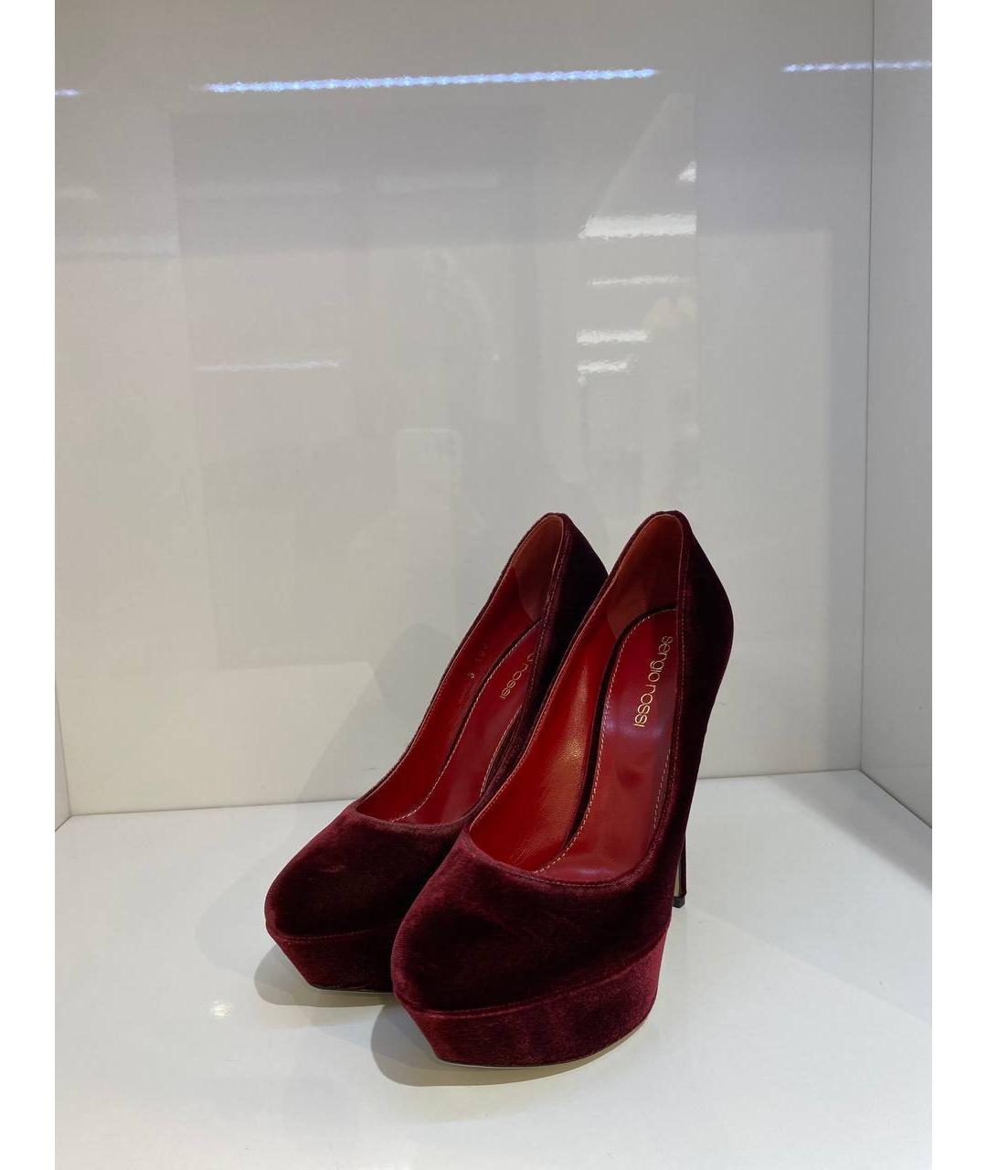 SERGIO ROSSI Бордовые бархатные туфли, фото 3