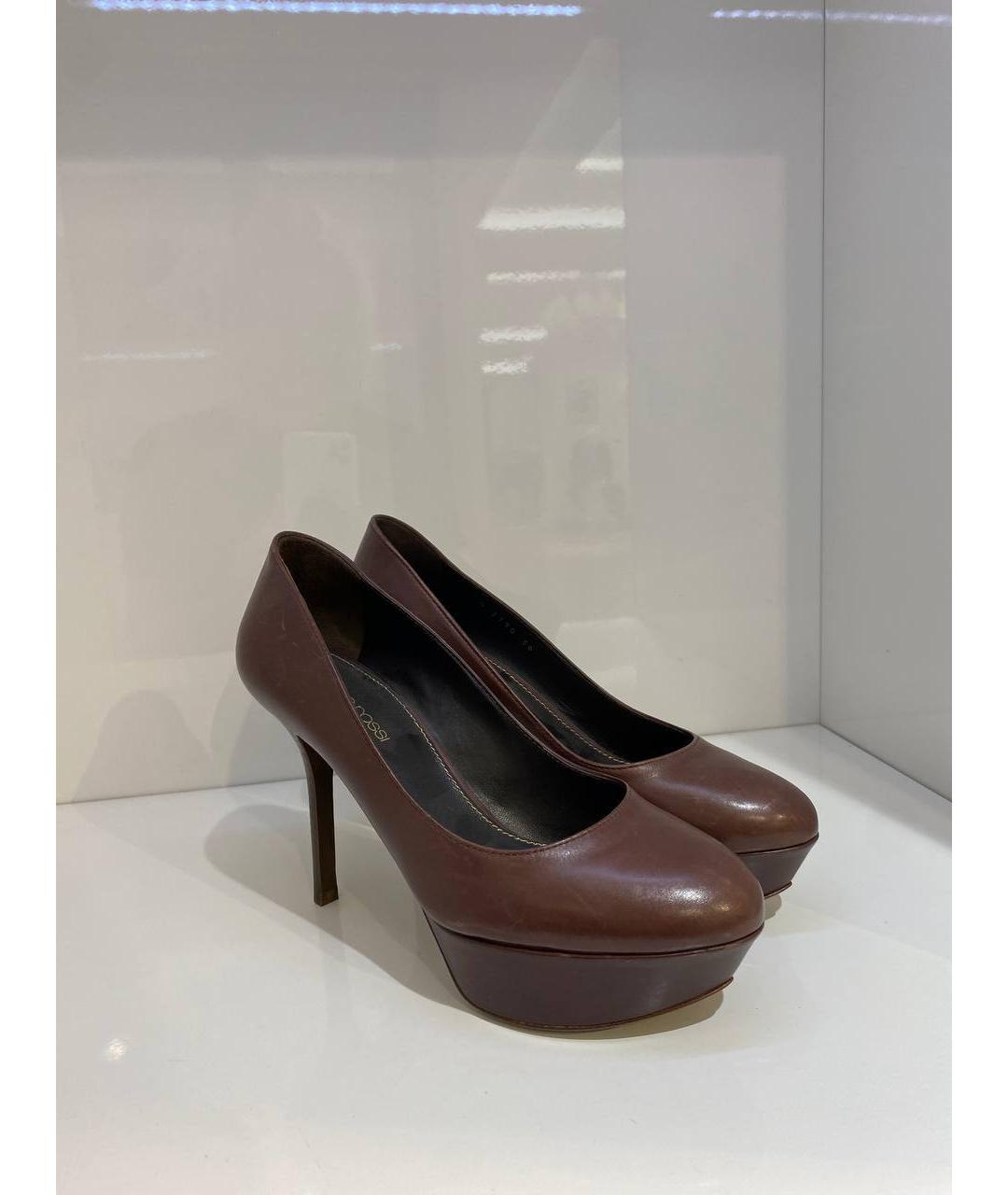 SERGIO ROSSI Коричневые кожаные туфли, фото 2