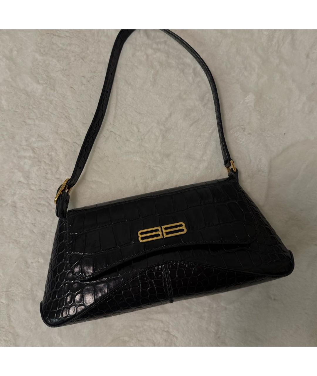 BALENCIAGA Черная кожаная сумка через плечо, фото 2