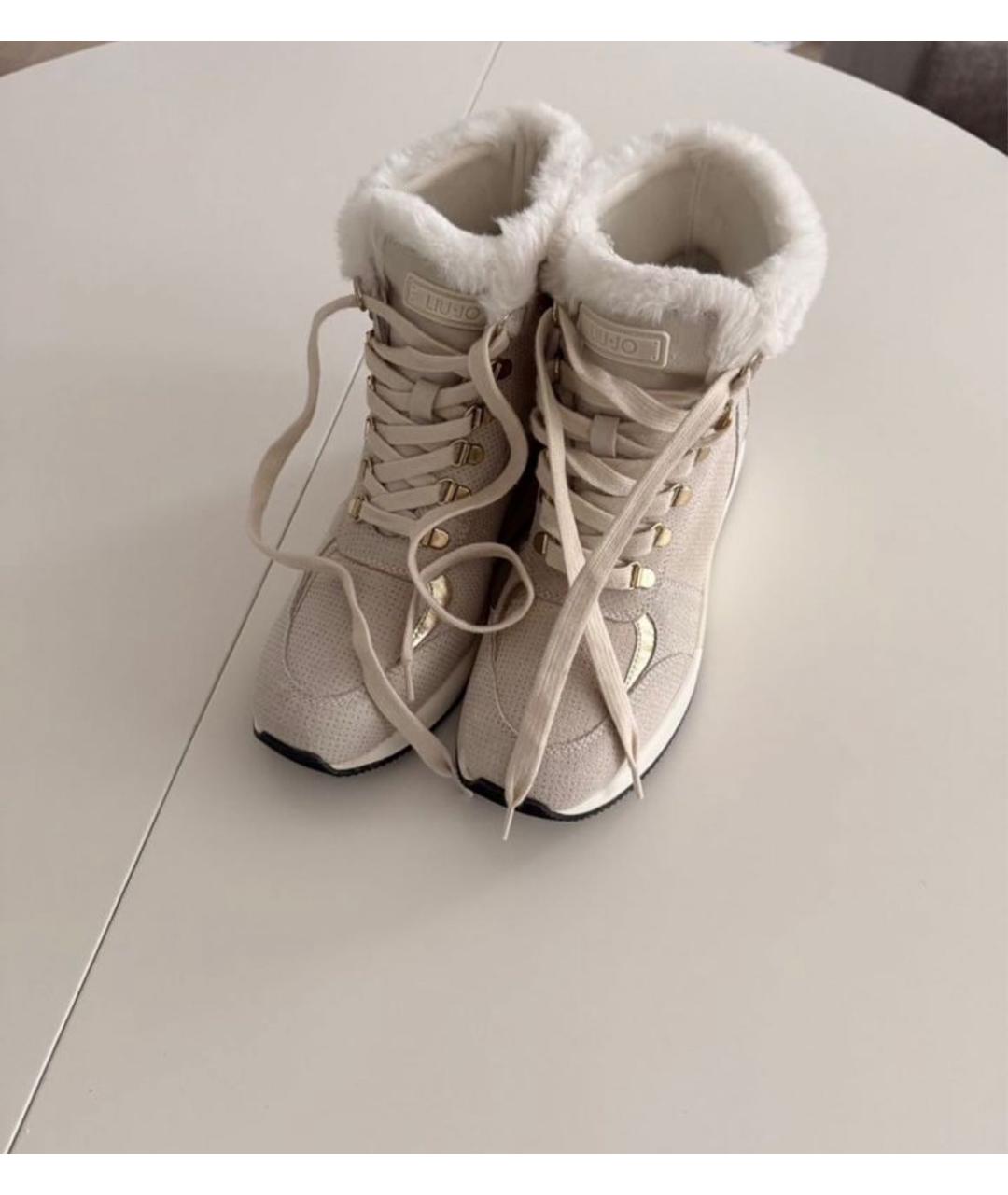 LIU JO Бежевые нубуковые ботинки, фото 3