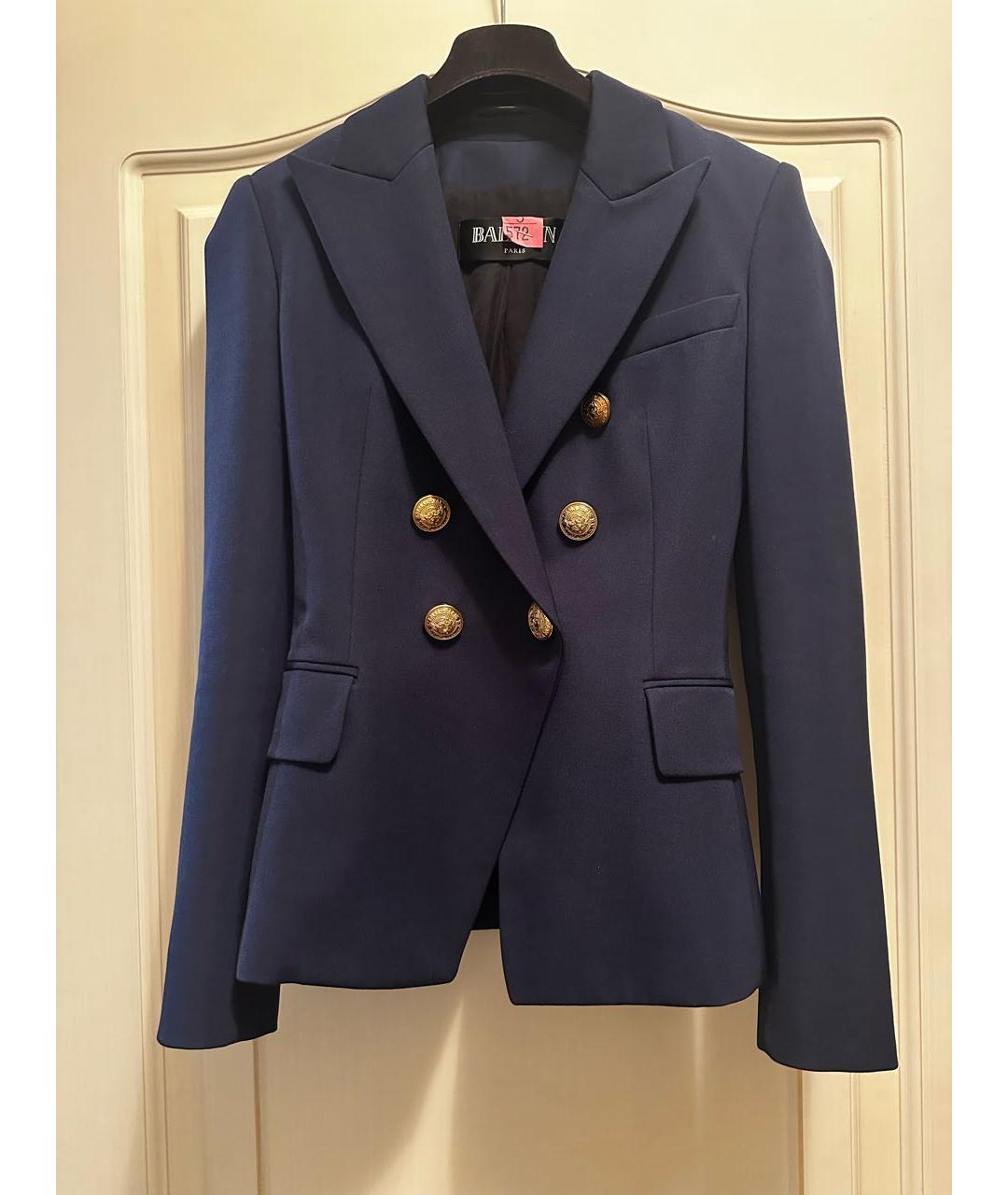 BALMAIN Темно-синий шерстяной жакет/пиджак, фото 4