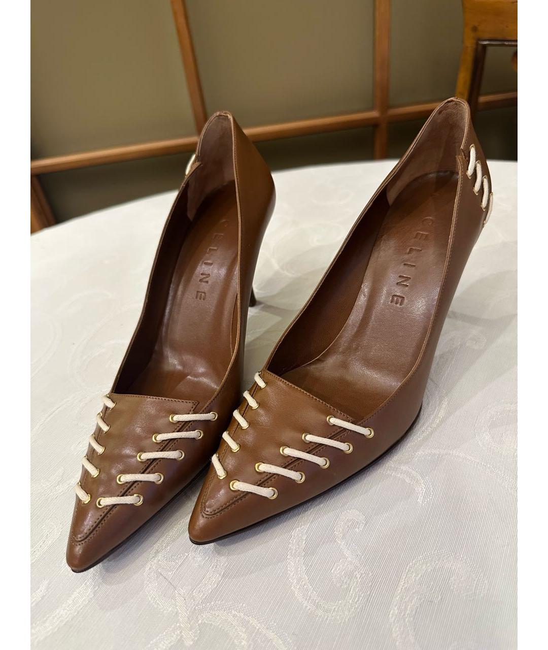 CELINE Коричневые кожаные туфли, фото 6