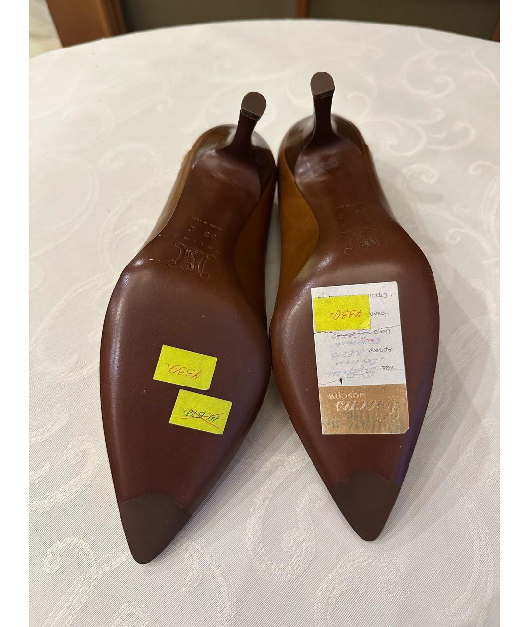 CELINE Коричневые кожаные туфли, фото 7