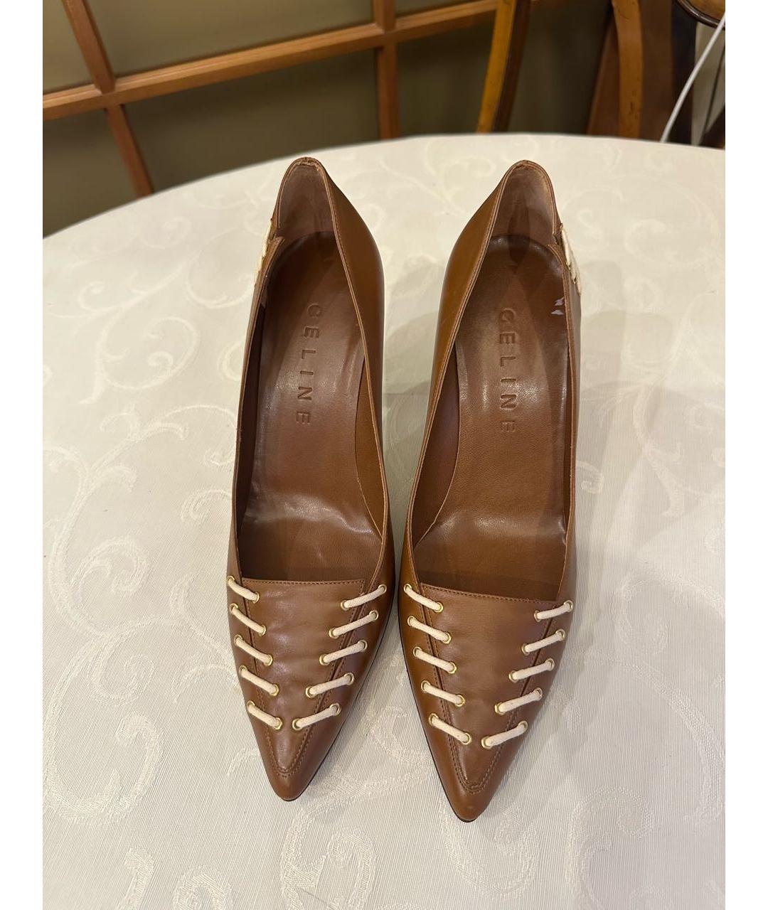 CELINE Коричневые кожаные туфли, фото 2