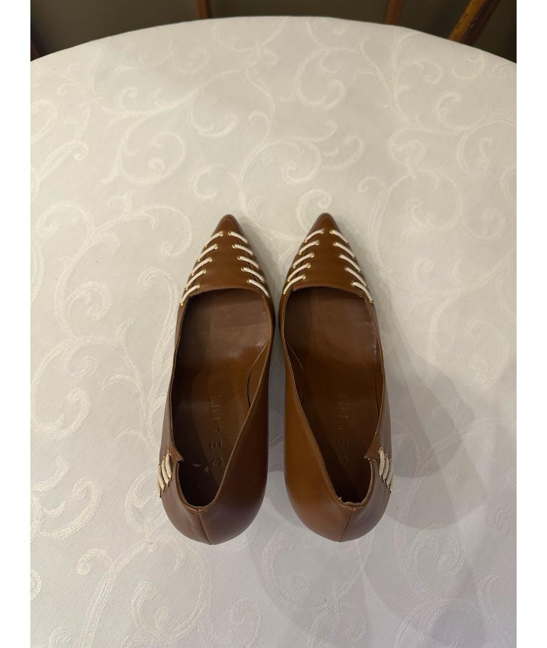 CELINE Коричневые кожаные туфли, фото 3