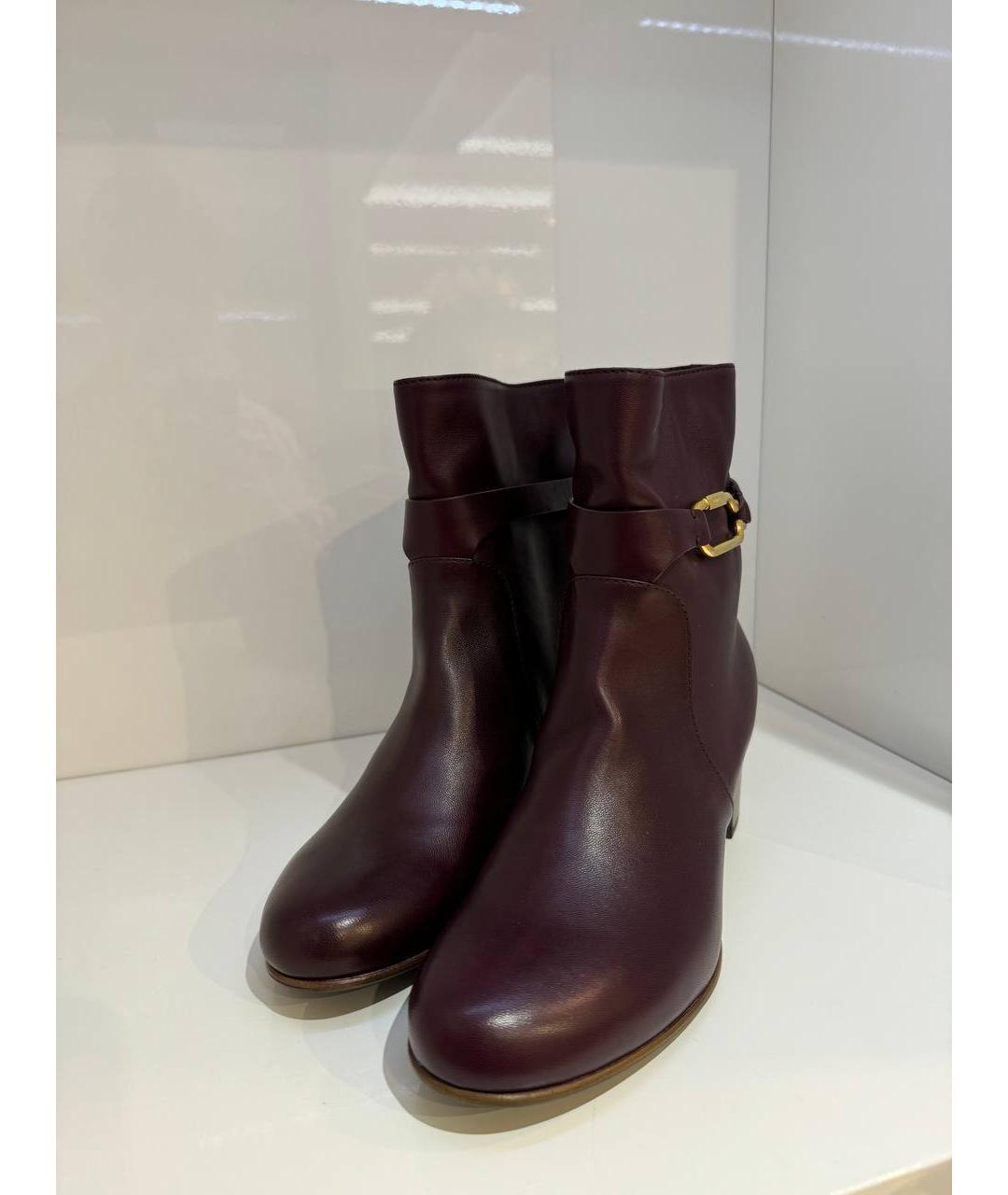 SERGIO ROSSI Бордовые кожаные ботинки, фото 3
