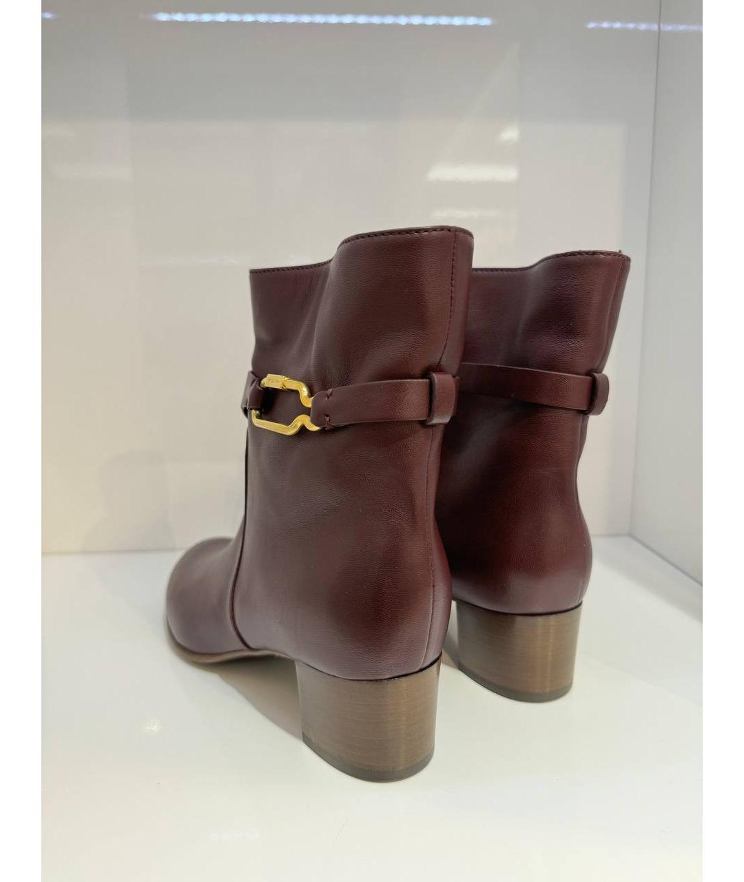 SERGIO ROSSI Бордовые кожаные ботинки, фото 2